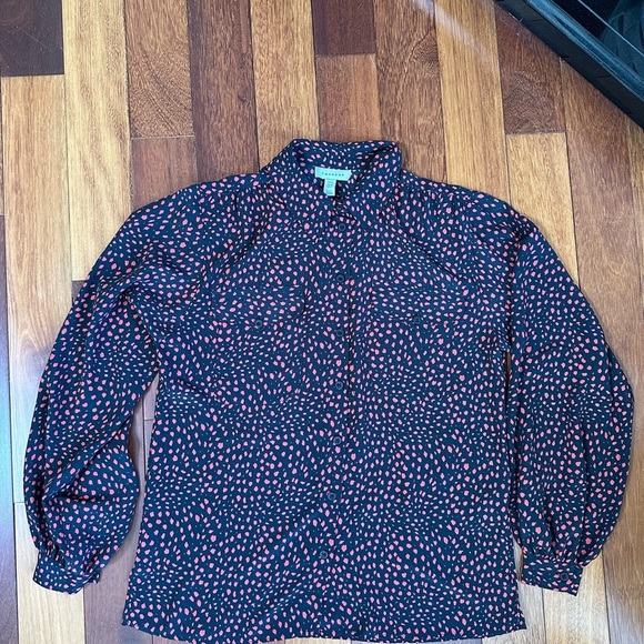 Top Shop |  Tall black & red printed blouse size 6 - Picture 8 of 8